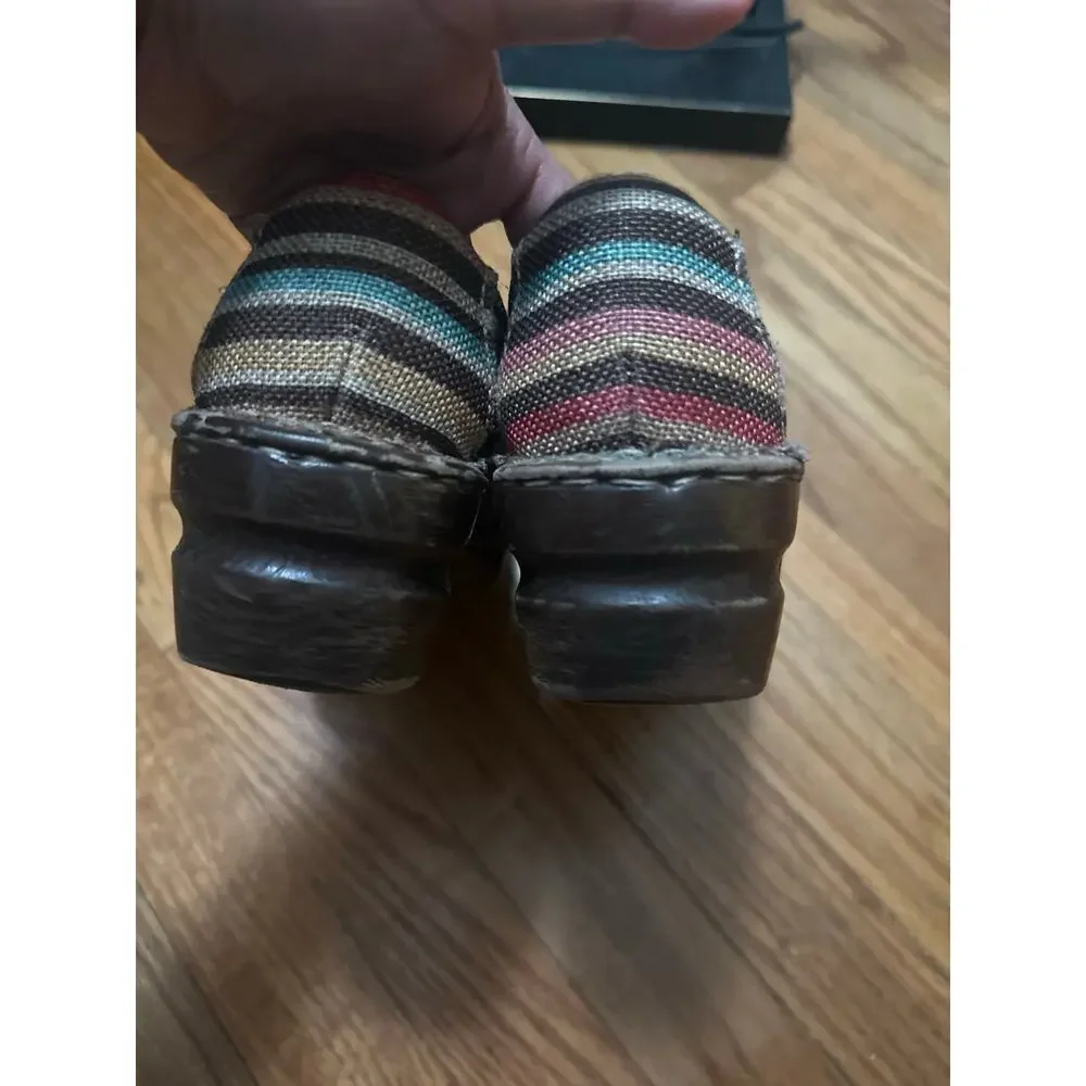 b.o.c. Nadiyya Multicolor Boho Striped Canvas Clogs Size 8M